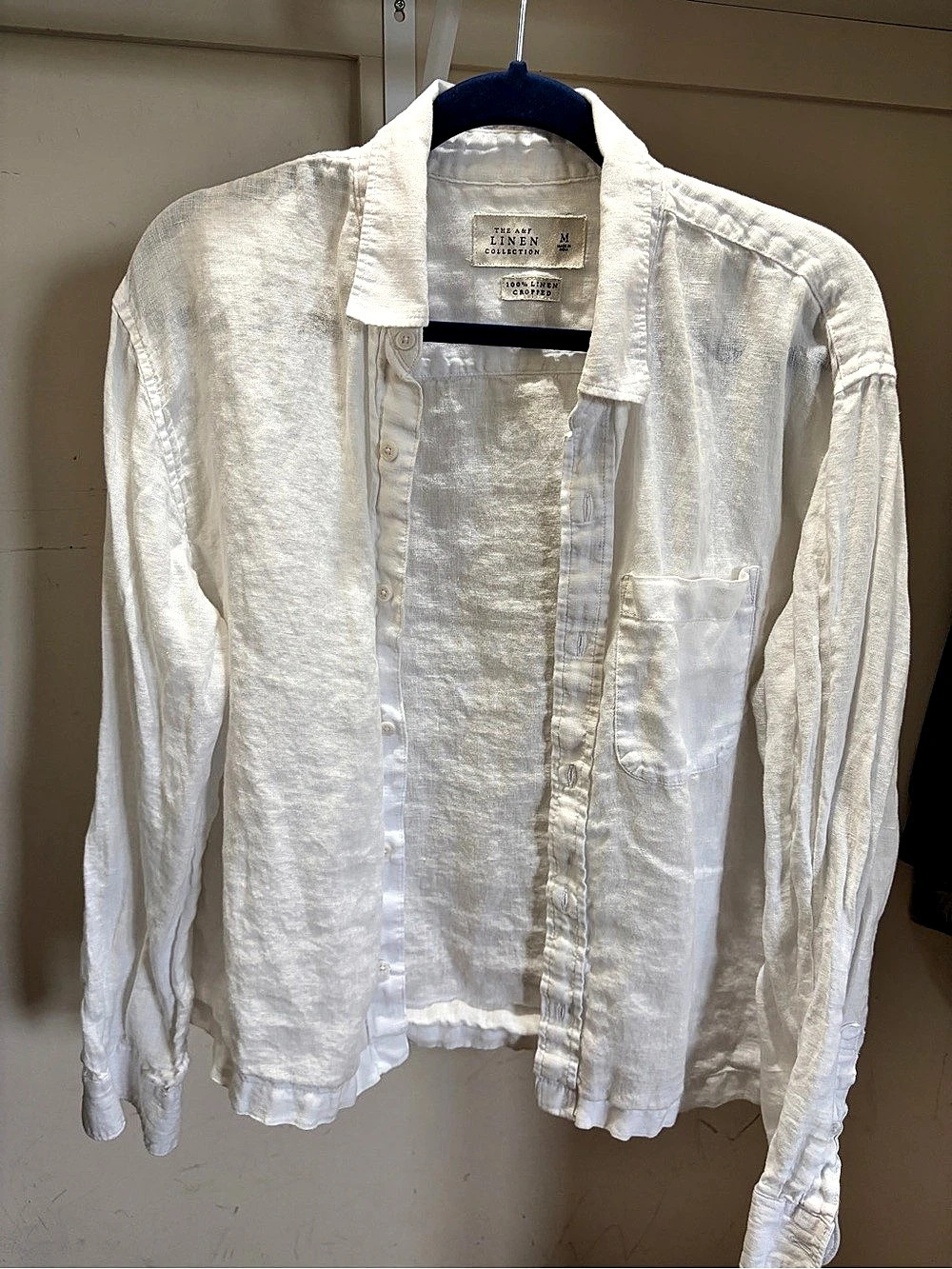 The A&F Linen Collection Linen Collection Cropped Linen Button Down White Size